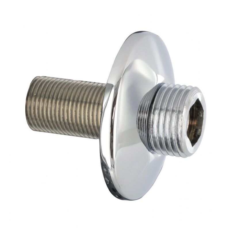 Raccord sanitaire mural droit chromé mâle 15x21, mâle 20x27, la paire.