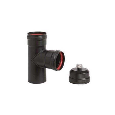 Raccord "T" F/F Pour Poêles à Pellets Noir Mat "Ala Pellet Aeternum" - F/F ø mm.80