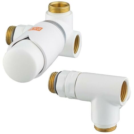 Raccord thermostatique axial gauche blanc (tête vers la droite) Luxrad