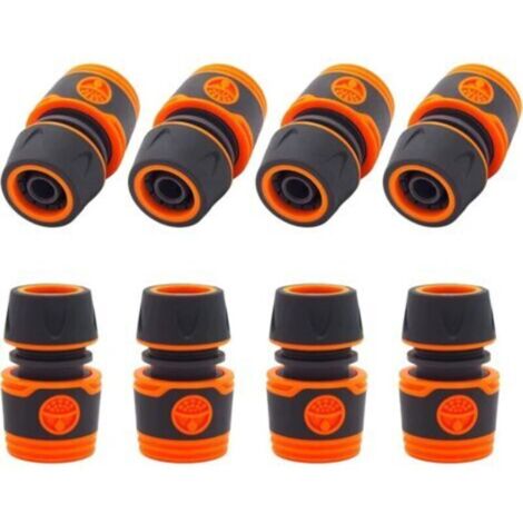 Raccord Tuyau D'arrosage, 8 Pièces Embout Tuyau Arrosage, Adaptateur Tuyau Arrosage Convient aux Tuyaux Outils de Jardin Buses Pistolets Pulvérisateurs(Orange)