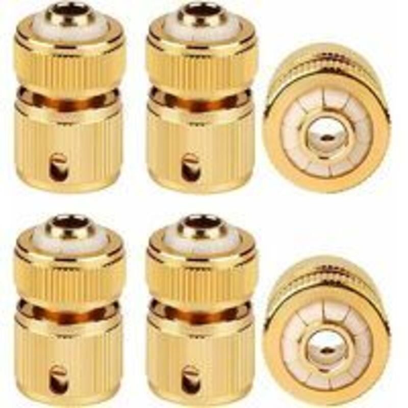 Raccord Tuyau d'arrosage Laiton Raccord Rapide 1/2 Connecteur Tuyau Eau Dispositif de Passage de l'eau（6 Pièce ）