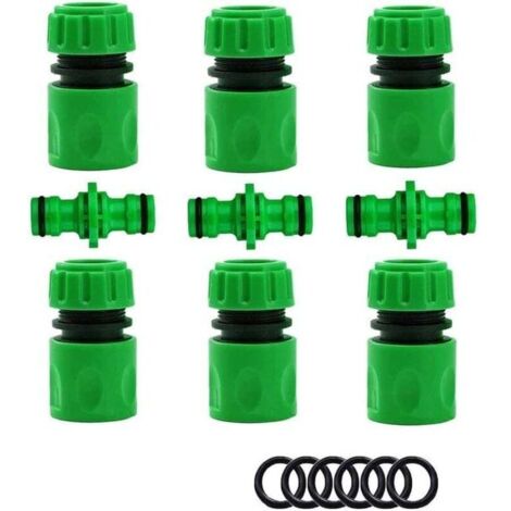 Raccord Tuyau d'Arrosage,Connecteur Arrosage Accessoires de Tuyau (6 Raccord de Tuyau Rapide, 3 Raccord Mâle Double), Kit de Connexion Rapide et Facile.
