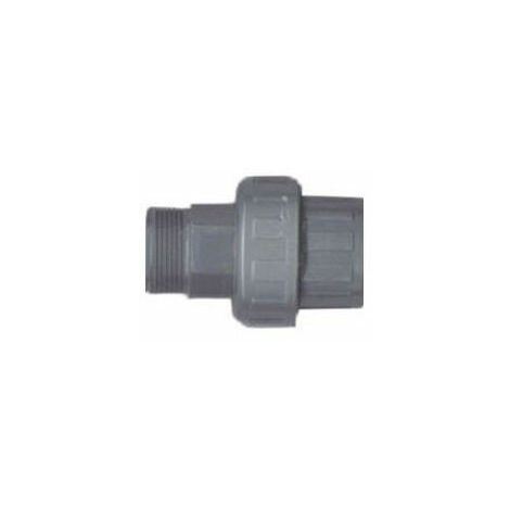 Raccord d'évacuation PVC union 3 pièces pression – Femelle à coller / Mâle à visser – Diamètre Ø50 mm – Pression max 16 bars – Sorodist