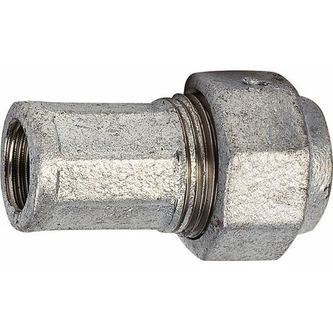 Raccord union fonte galva droit à serrage - F 1/2' - diamètre 21,3 mm