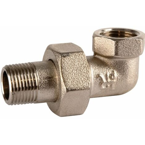 Raccord union laiton nickelé coudé à visser - M 3/4' - F 3/4'