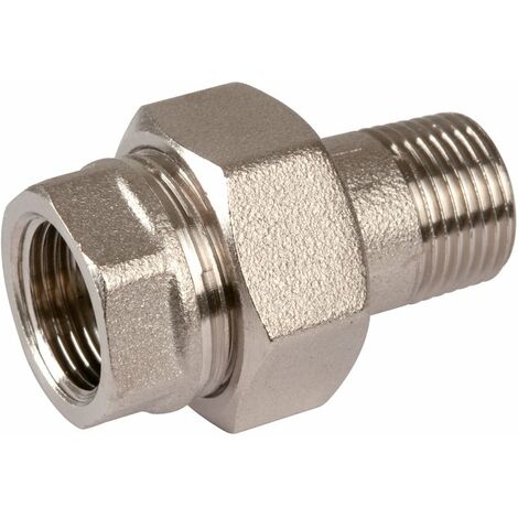 Raccord union laiton nickelé droit à visser - M 3/8' - F 3/8'