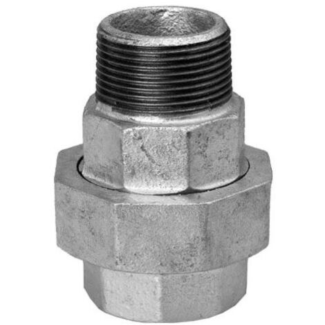 Raccord vissé Hermann Schmidt Temperguss DN 20, joint plat 3/4&quot, filetage intérieur/filetage extérieur, zingué