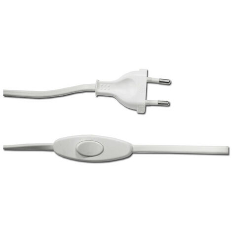 Raccordement avec interrupteur 3A 1,5m 2x0,75mm Tuyau plat blanc EDM