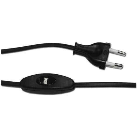Raccordement avec interrupteur 3A 1,5m 2x0,75mm Tuyau plat noir EDM
