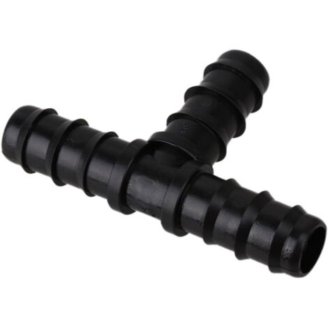 Raccordi per circuito di irrigazione, confezione da 20 PE16, connettore femmina a T con innesto a barbiglio, nero per giardino: 16 mm - TREETALK