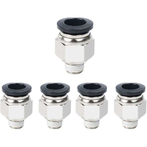 Raccordi pneumatici 5 pezzi, connettori per tubi flessibili rapidi maschio dritto, strumenti di adattamento pneumatico, filettatura R 1/8, diametro 6 mm