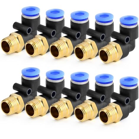 Raccordi pneumatici a innesto rapido con gomito maschio da 8 mm x 1/4 BSP (PL8-02)