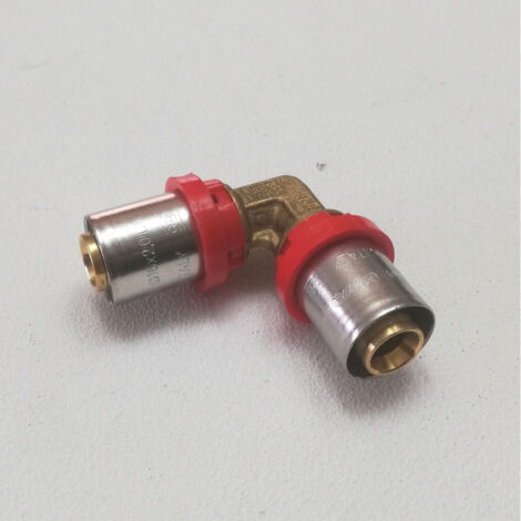 Raccordo 16 x 16 curvo gomito doppio a pressare per tubo multistrato