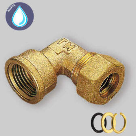 Raccordo 3/4''x22mm curvo femmina a compressione con tenuta o-ring