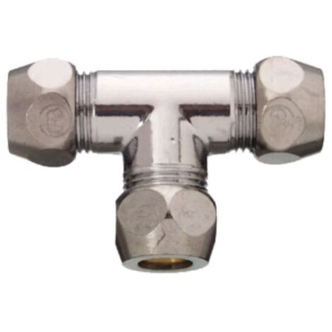 RACCORDO A COMPRESSIONE A T 10x10x10MM- IN OTTONE CROMATO