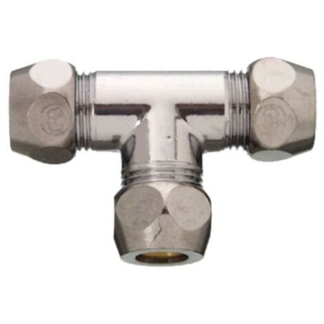 RACCORDO A COMPRESSIONE A T 10x10x10MM- IN OTTONE CROMATO