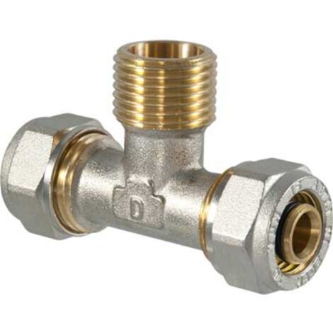 Raccordo a compressione  a tee maschio 16 x 1/2 x 16  T.d.m.