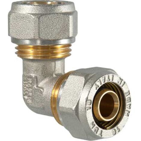 Raccordo a compressione curvo doppio 16 x 16  T.d.m.