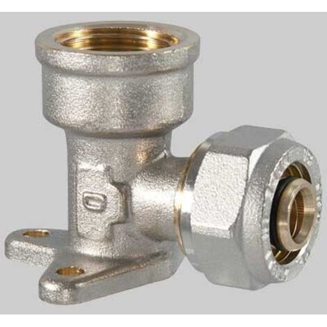 Raccordo a compressione curvo Femmina con flangia - 20 x 1/2