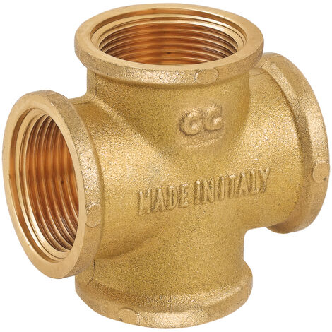 RACCORDO A CROCE INTERMEDIO IN OTTONE GIALLO SERIE 1500 1/2X1/2X1/2X1/2 FEMMINA TIEMME RACCORDERIE SPA