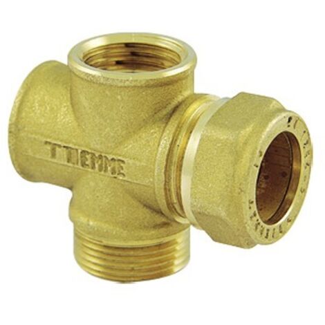 RACCORDO A CROCE PER TUBO RAME PER IMPIANTI SOLARI 3/4 x 22
