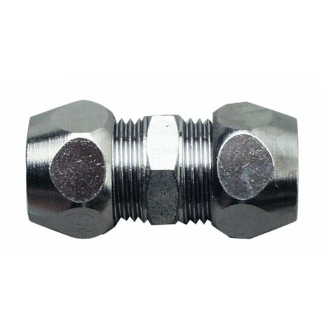 RACCORDO A DOPPIA COMPRESSIONE  - CON FILETTATURA INTERNA ED ESTERNA 3/8 IG-AG,  Ø8MM - IN OTTONE CROMATO