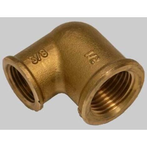 RACCORDO A GOMITO RIDOTTO F/F OTTONE GIALLO - 3/4 x 1/2