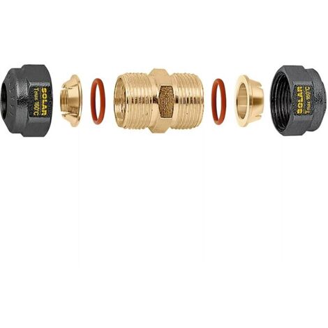 Raccordo a manicotto, meccanico a tenuta O-Ring per impianti solari. Diametro tubazione Ø18 Caleffi 254308  Ø 18