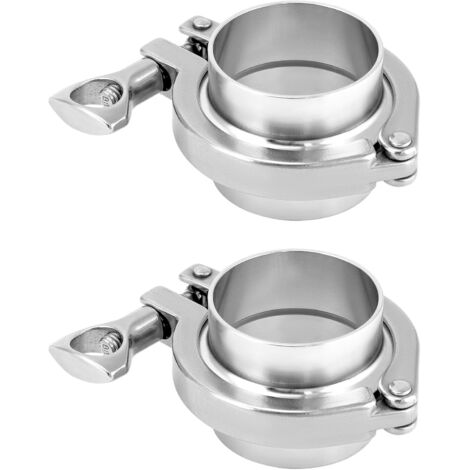 Raccordo a morsetto, acciaio inossidabile 304, ghiera di saldatura per tubi sanitari 2 in 1 + raccordo a morsetto, diametro interno 51 mm, 2 set