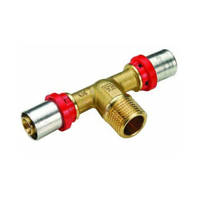 Raccordo a t maschio per tubo multistrato a pressare modello al-cobrapex 1/2 ø18 Tiemme raccorderie spa