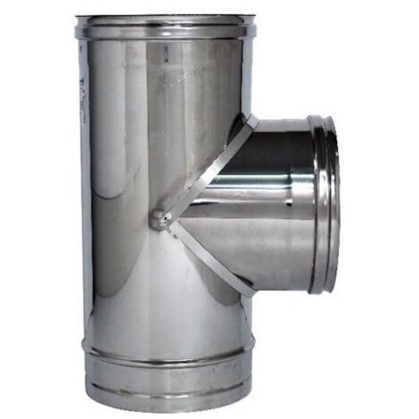 Raccordo a T 90° monoparete in acciaio inox  130 mm