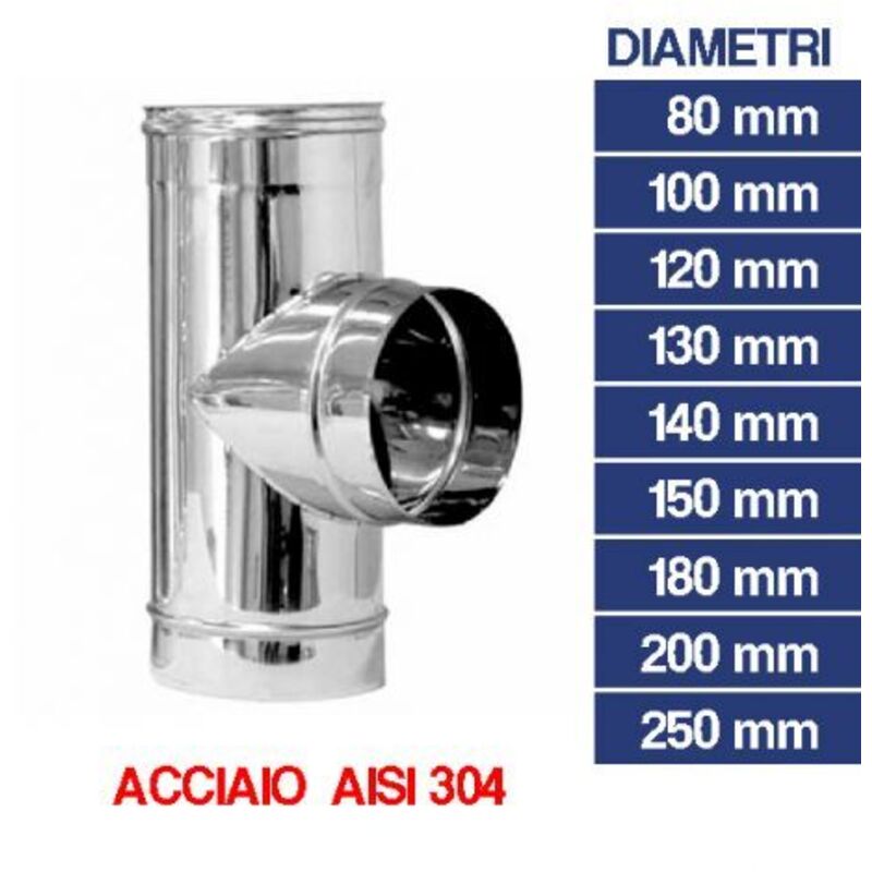 Raccordo T 90° Per Canna Fumaria DN 140 - Acciaio Inox 316, Per Collegamenti Fumisti - Foto 2