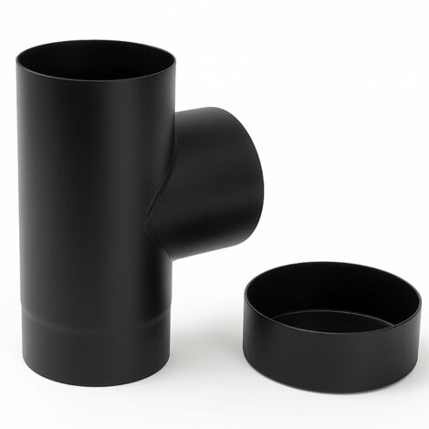 Raccordo a t arredo tappo ispezione raccolta 90° canale fumo stufa a pellet misura Ø 150 mm - confezione 1