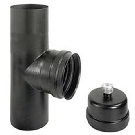 RACCORDO A "T" F/F PER STUFE A PELLET NERO OPACO "ALA PELLET ECO" - F/F  MM.100