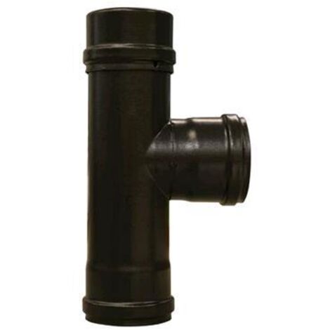 RACCORDO A T F/F per TUBO STUFA PELLET NERO  10 cm Spessore 1 mm