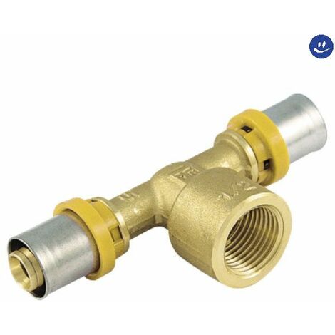 Raccordo a t femmina per tubo multistrato a pressare per gas modello al-cobrapex 1/2ø20 TIEMME