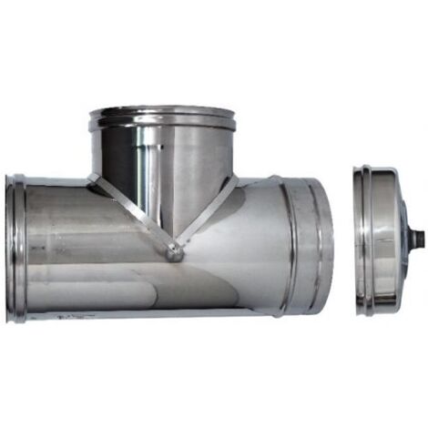 RACCORDO A T INOX AISI 316L PER STUFE + TAPPO Ø cm. 10 IDROWEB