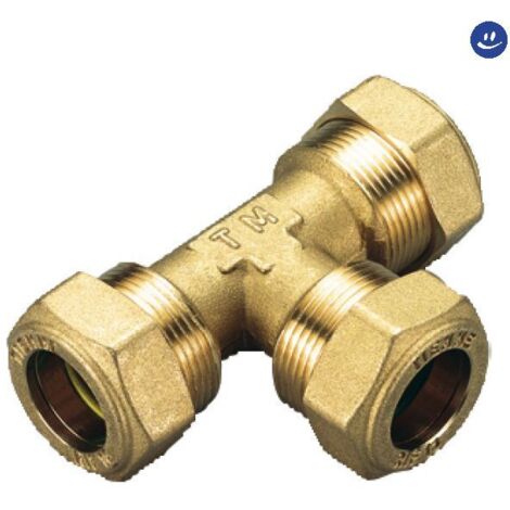 Raccordo a t intermedio per gas con tenuta o-ring per tubo rame modello 1350 ø18 TIEMME