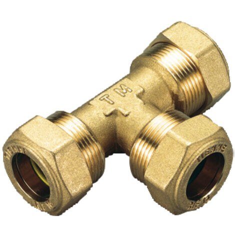 RACCORDO A T INTERMEDIO PER GAS CON TENUTA O-RING PER TUBO RAME SERIE 1350 - ø18  - TIM