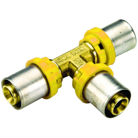 RACCORDO A T INTERMEDIO PER TUBO MULTISTRATO A PRESSARE PER GAS SERIE 2650 - ø20x20x16  - TIM