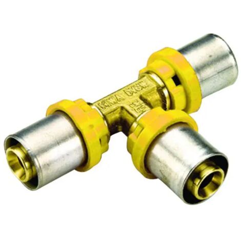 Raccordo a t intermedio per tubo multistrato a pressare per gas serie 2657 ø20x20x16 TIEMME