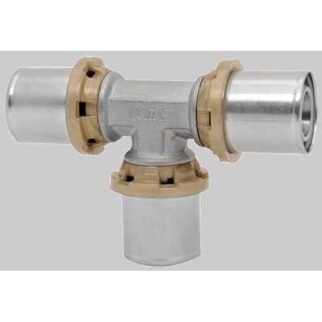 Raccordo a t intermedio ridotto a pressare per tubo multistrato modello 406 sempiter Ø20 - Ø16 - Ø20 x 2 ICMA