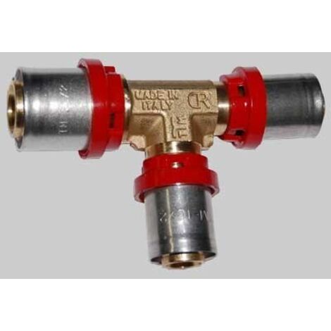 Raccordo a t intermedio ridotto a pressare per tubo multistrato modello cobrapress ø26x26x20 TIEMME