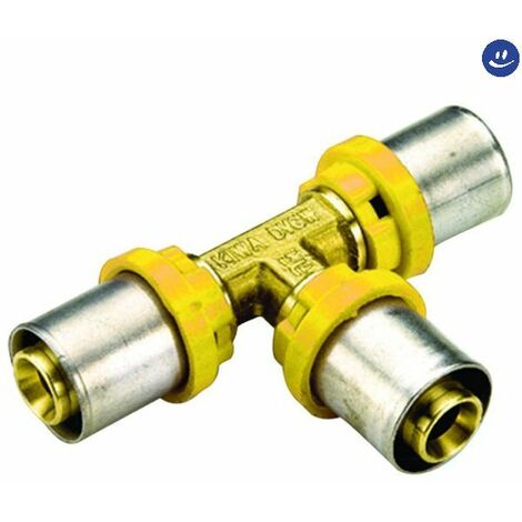 Raccordo a t intermedio ridotto per tubo multistrato a pressare per gas modello al-cobrapex ø32x20x32 TIEMME