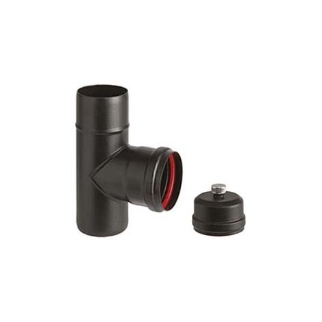 RACCORDO A T M/F PER STUFE A PELLET NERO OPACO ALA PELLET AETERNUM  M/F ø mm.100    ALA