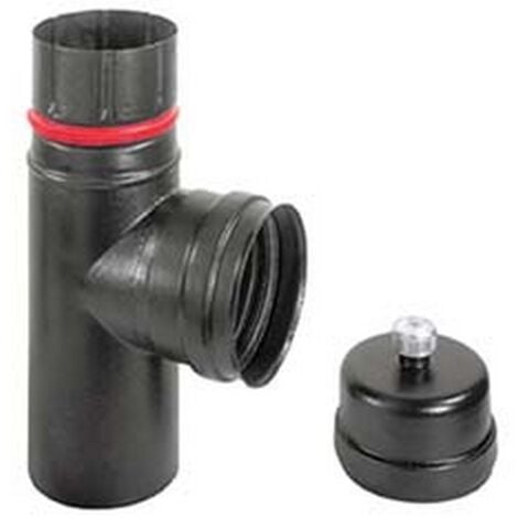 RACCORDO A "T" M/F PER STUFE A PELLET NERO OPACO "ALA PELLET ECO" - M/F  MM.80