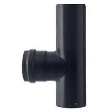 Raccordo a T - per stufe a pellet - nero opaco - Ala Pesante - spessore mm 1,2 - MF - Diametro: Ø cm 8