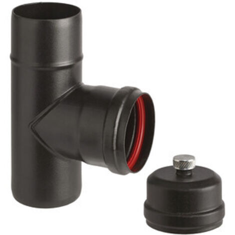 RACCORDO A T PORC PELLET C/SCAR E TAPPO D  8CM AETERNUM