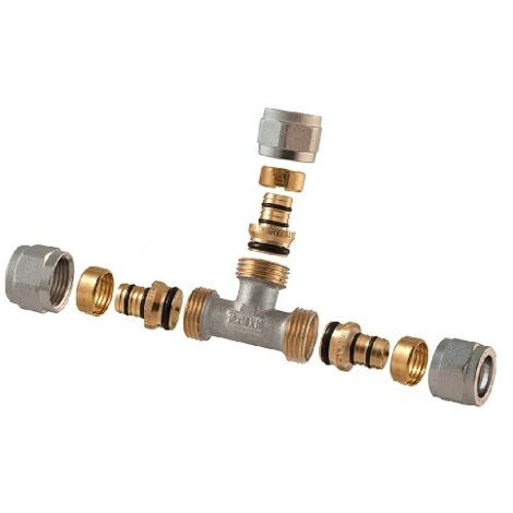 RACCORDO A TEE 2 PZ ASSEMBLATO A COMPRESSIONE P/MULTISTRATO 1" - 26 (2,00)