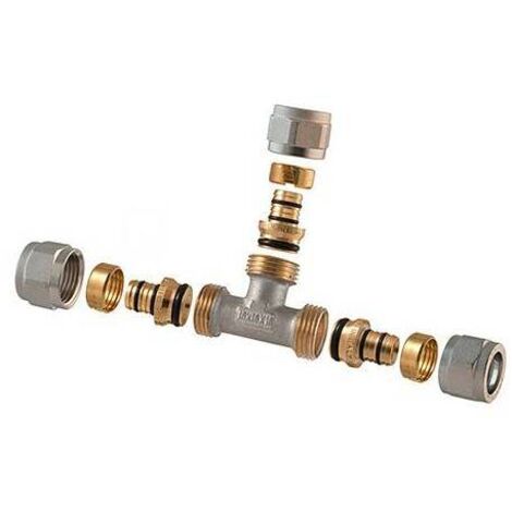 Raccordo a tee 2 pz assemblato a stringere p/multistrato  1/2 - 16 (2,00)TDMB